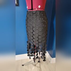 Elegant Black Circle Pattern Skirt